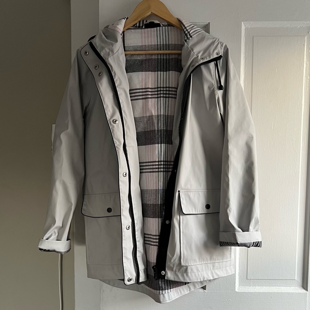 Topshop rain jacket with plaid lining